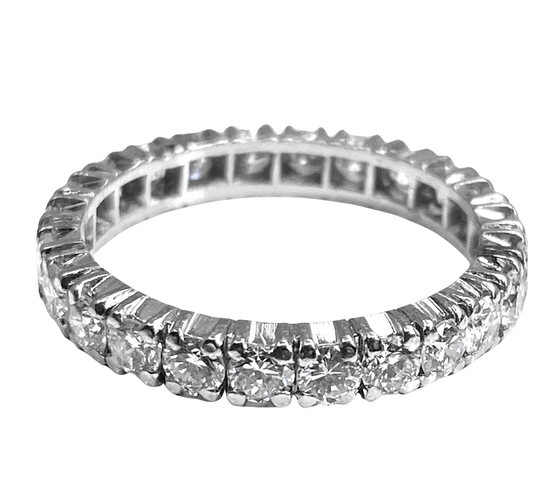 Bague 55 Alliance en or blanc ornée de 24 diamants 58 Facettes AB315