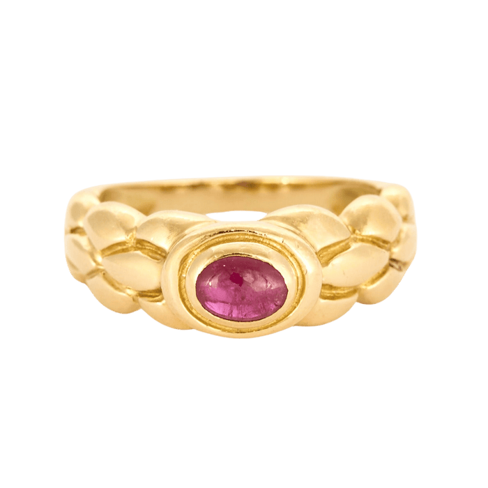 Bague 53 Bague chevalière or jaune et rubis 58 Facettes DV0184-20-53-2