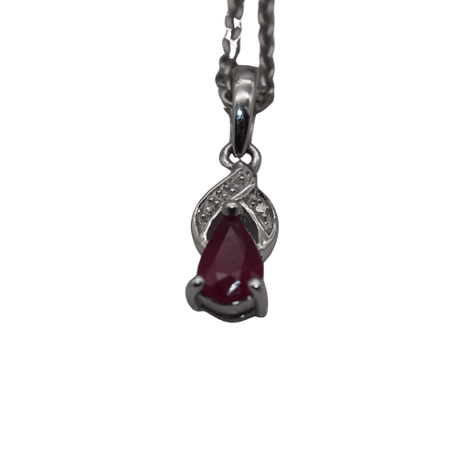 Pendentif Pendentif or blanc rubis diamant 58 Facettes