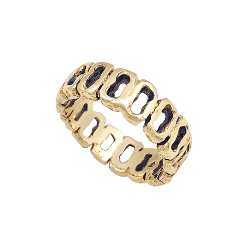 Bague 54 Bague vintage brutaliste ajourée en or jaune 18 carats 58 Facettes 34422