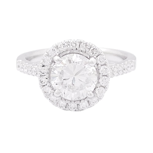 Bague 52 Bague entourage en or blanc avec diamant 1,26 ct et diamants 58 Facettes 33900