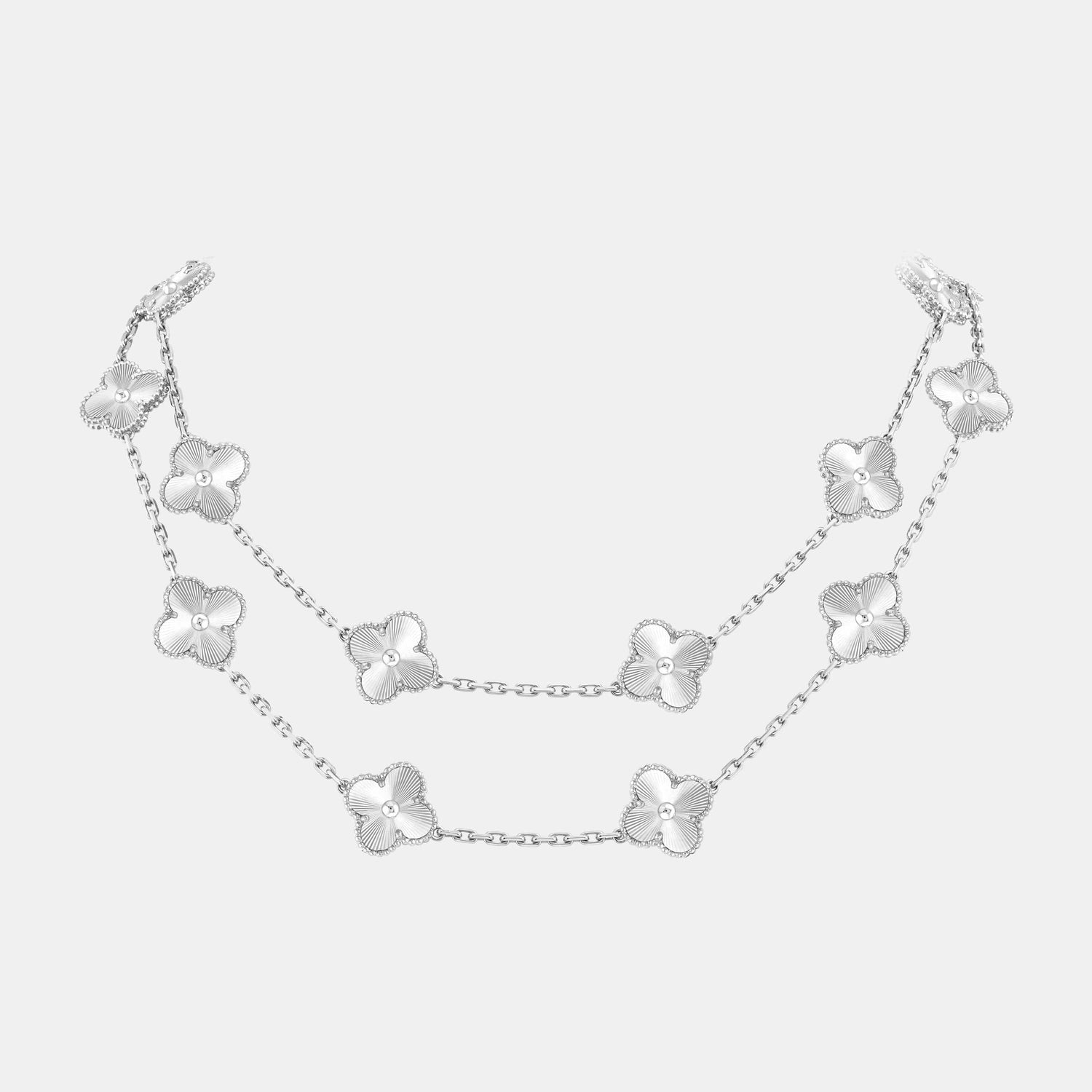 Collier Vintage Alhambra Or blanc 20 motifs