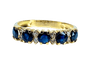 Bague 51 Demi alliance en or jaune, 5 saphirs et 8 diamants 58 Facettes AB433