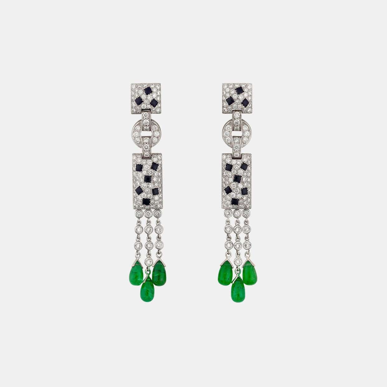 Boucles d'oreilles Panthère Or blanc Diamant