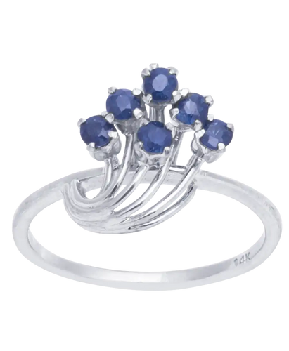 Bague 52 Bague or blanc 18K saphirs bleus 58 Facettes BO210425/GRAPPEDESAPHIRS
