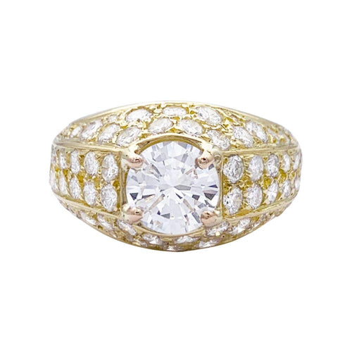 Bague 51 Bague jonc anglais en or jaune 750 sertie de diamants 58 Facettes 32736
