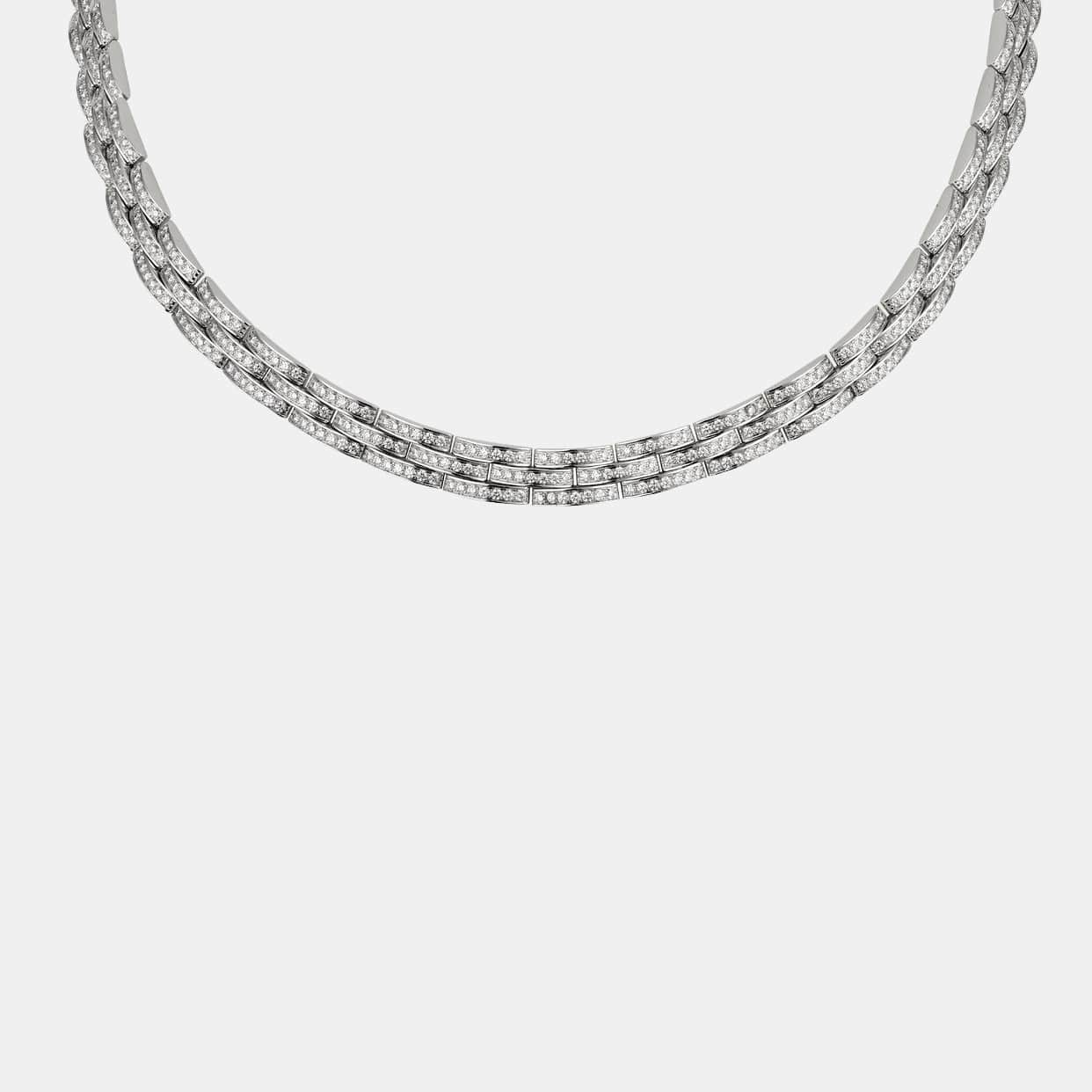 Collier Maillon Panthère, trois rangs, pavé