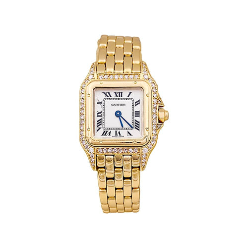 Montre Cartier Panthère - Montre femme petit modèle en or jaune et diamants 58 Facettes 34864