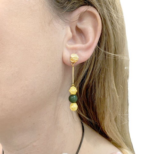 Boucles d'oreilles Boucles d’oreilles pendantes en or jaune 750 et aventurine 58 Facettes 35316