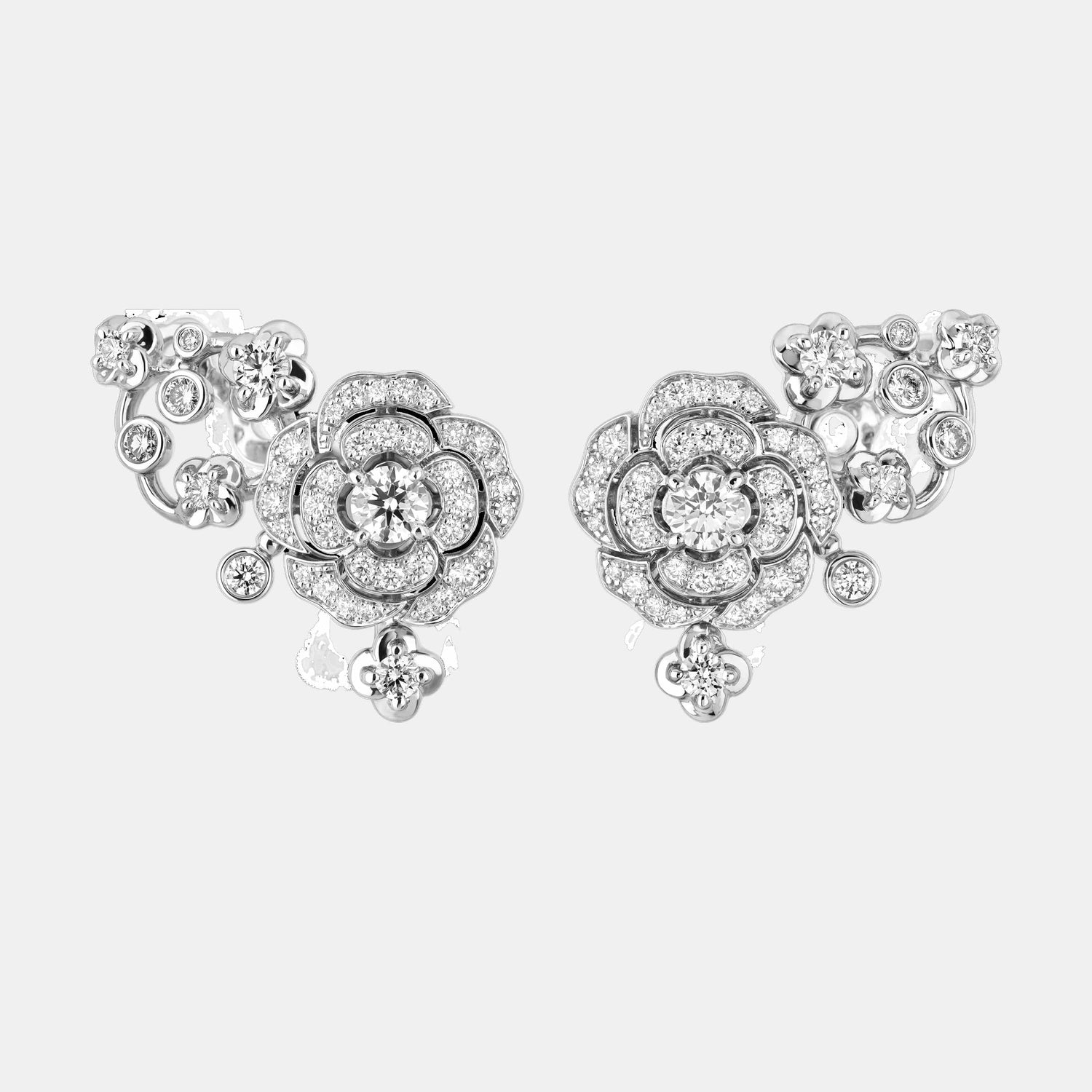 Boucles d'oreilles Camélia Or blanc Diamant