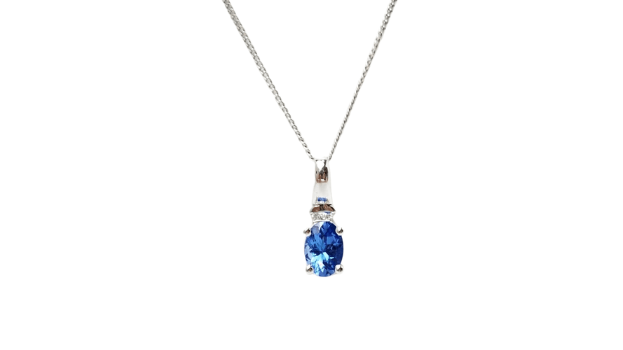 Collier Collier en or blanc, tanzanite et diamants 58 Facettes 32628
