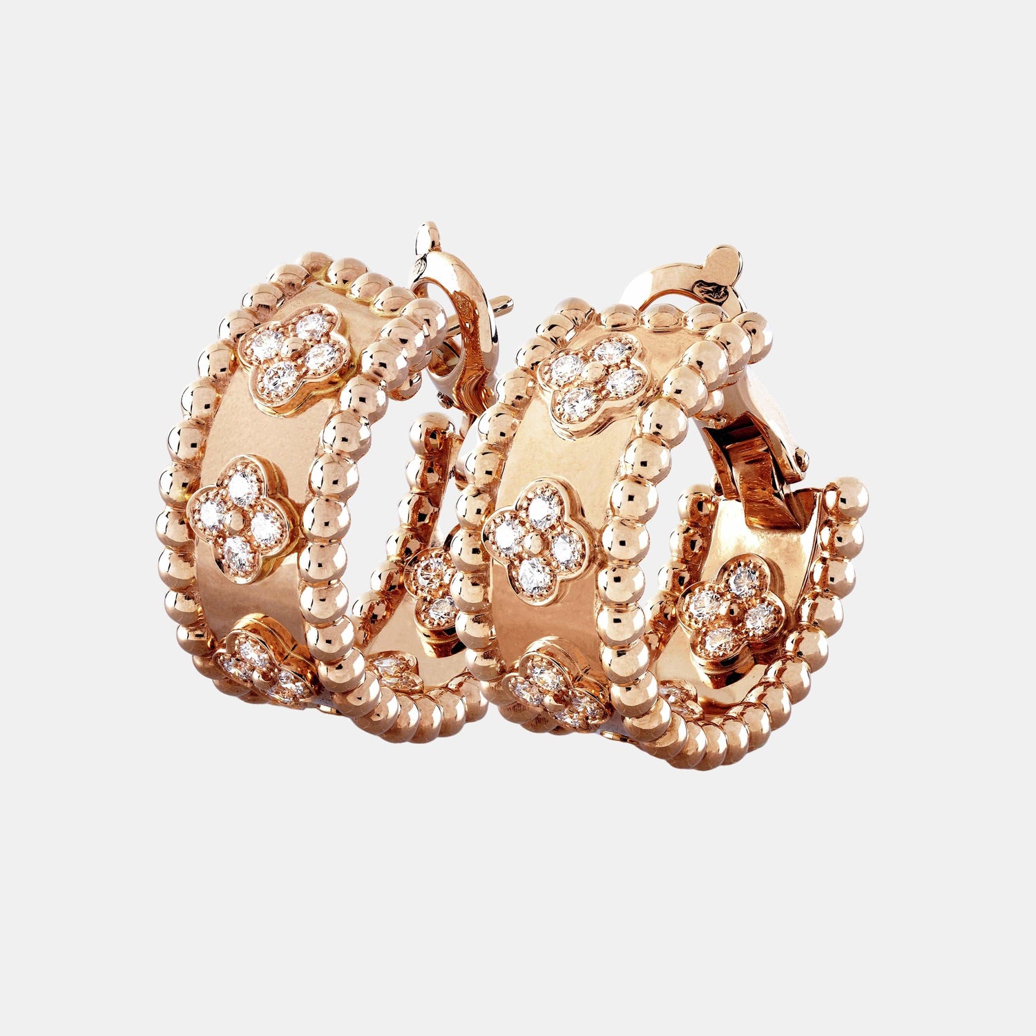 Boucles d'oreilles Perlée Or rose Diamant 0.62ct