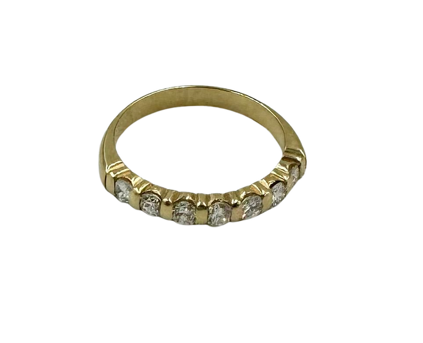 Yellow gold diamond half wedding ring