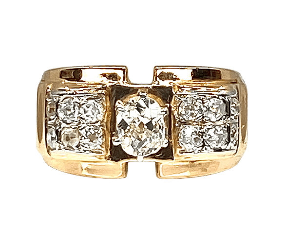 Bague 54 Bague Tank or jaune diamants 58 Facettes AB366