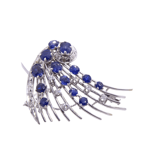 Broche BROCHE HIPPIAS or blanc diamants saphirs 1960 58 Facettes BC2411SA