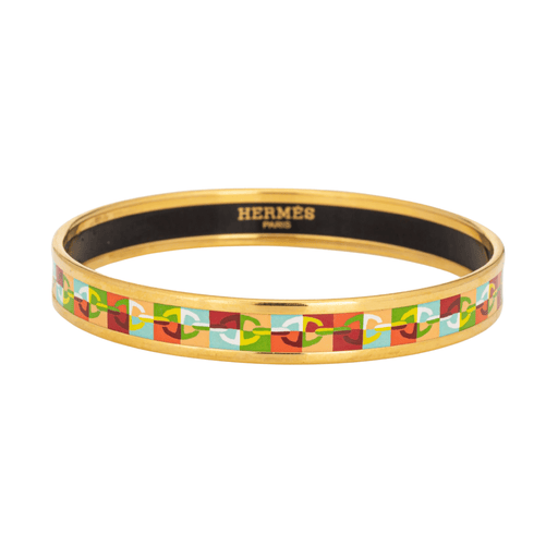 Bracelet Hermes - Bracelet jonc en émail motif à maillons multicolores 58 Facettes