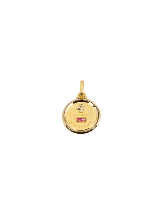 Pendentif AUGIS - Mini Médaille amour or jaune diamant rubis 58 Facettes J483