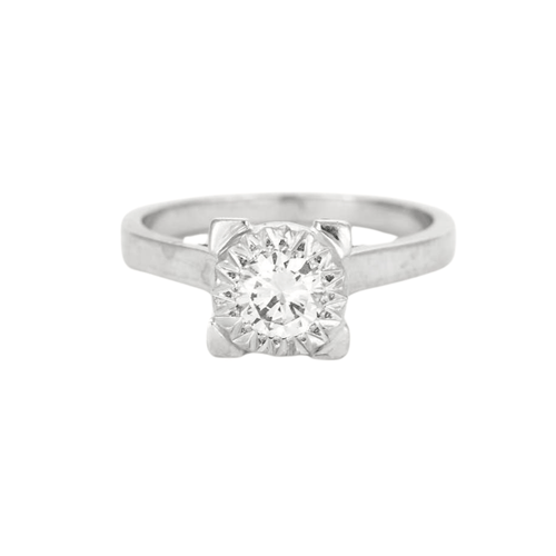 Bague 48 Bague platine et or gris avec diamant 58 Facettes GU58