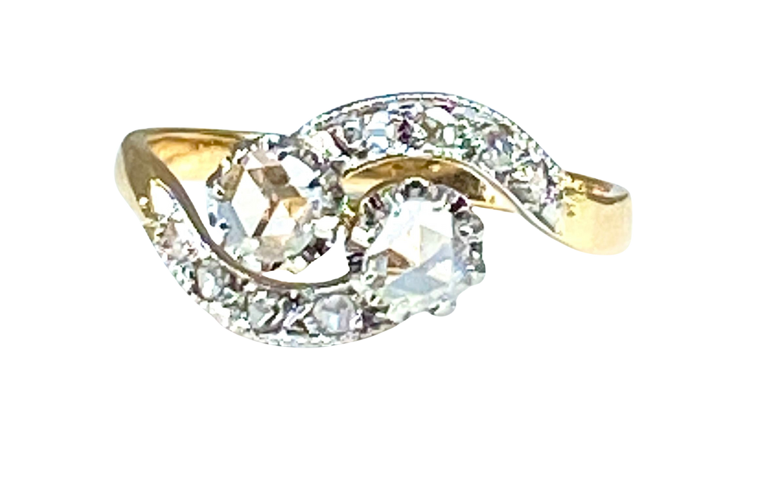 Ring Toi & Moi goud en diamanten, circa 1900