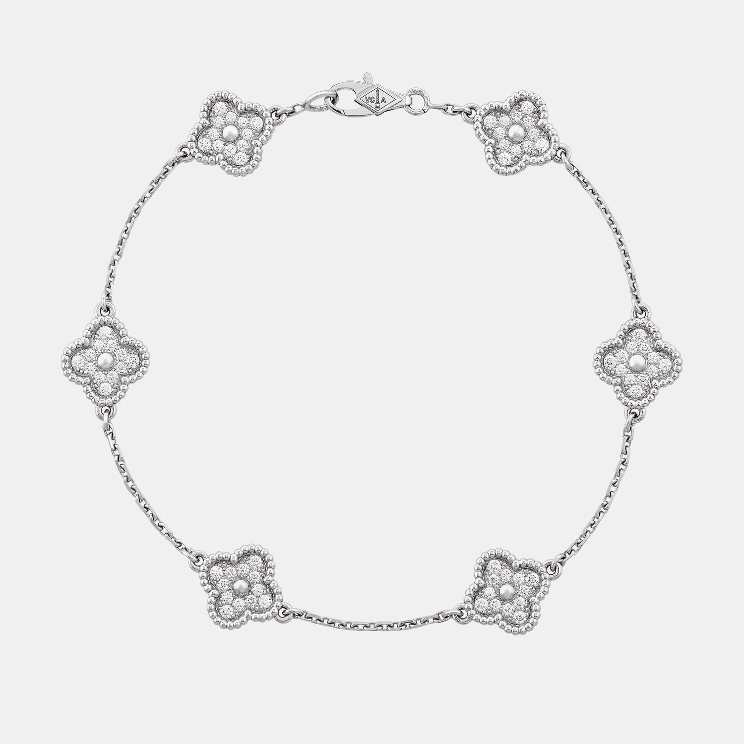 Bracelet Sweet Alhambra Or blanc Diamant 0.49ct 6 morifs
