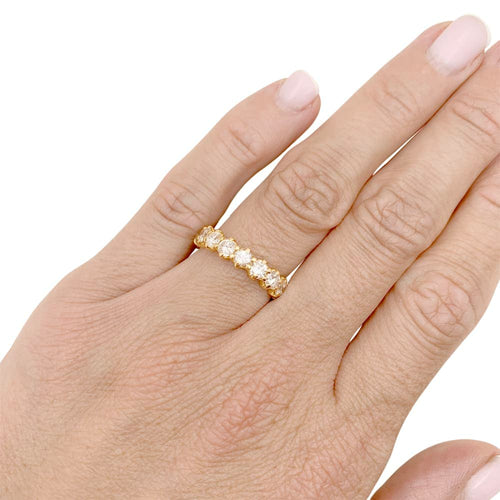Bague 51 Alliance américaine - Bague en or jaune 750 et diamants 58 Facettes 34861