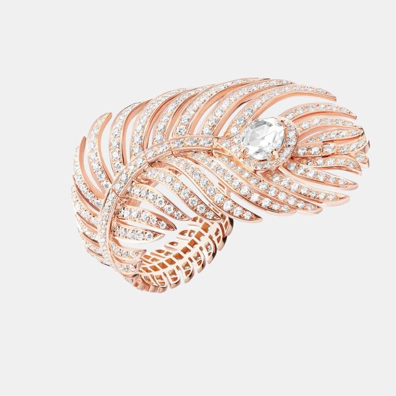 Bague Plume de Paon Or rose Diamant 0.51ct