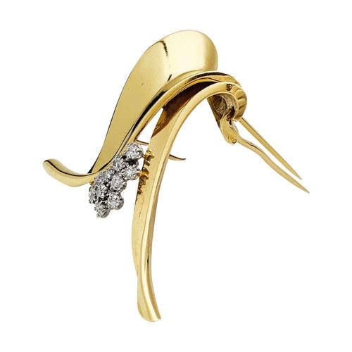 Broche Fontana - Broche en or jaune 750/000 et platine 950/000 avec diamants 58 Facettes 30245