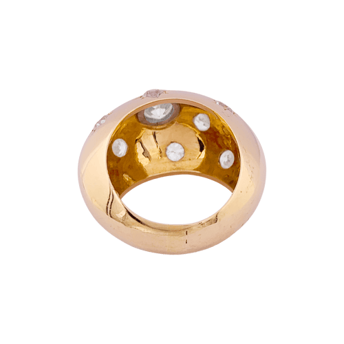 Bague 54 Bague bombée en or rose 18K et diamants taille ancienne 58 Facettes 34688