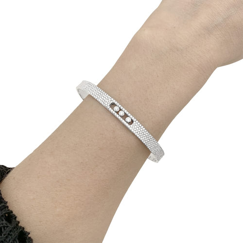 Bracelet Messika Move Noa - Bracelet jonc Bangle Pavé en or blanc et diamants 58 Facettes 35301