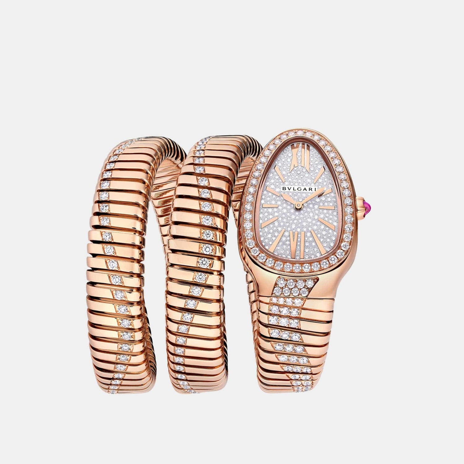 Montre Serpenti Tubogas Or rose Diamant