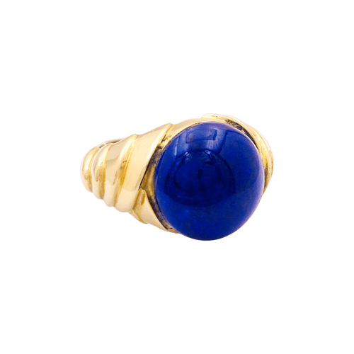 Bague 51 Bague dôme en or jaune 750 avec cabochon de lapis-lazuli 58 Facettes 34694