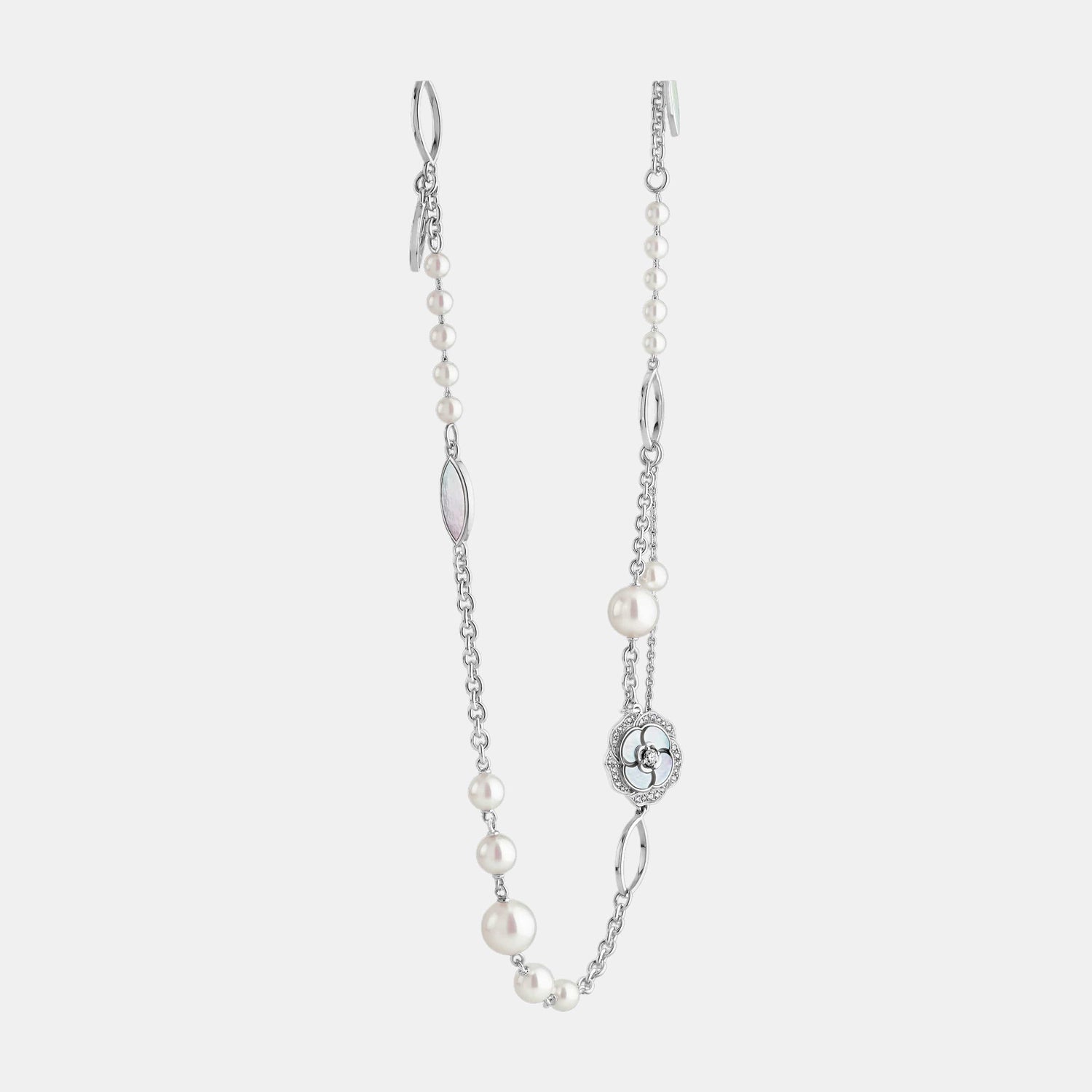 Collier Camélia Or blanc Diamant