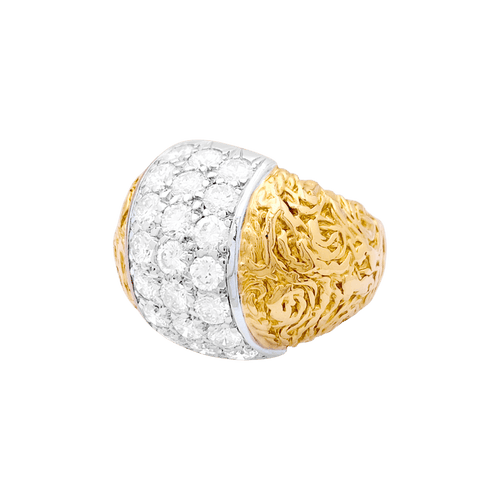 Bague 51 Bague bicolore en or jaune et or blanc 18K sertie de diamants 58 Facettes 34693