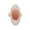 Bague 56 Bague navette en or jaune 18K, corail peau d’ange et diamants 58 Facettes 33265