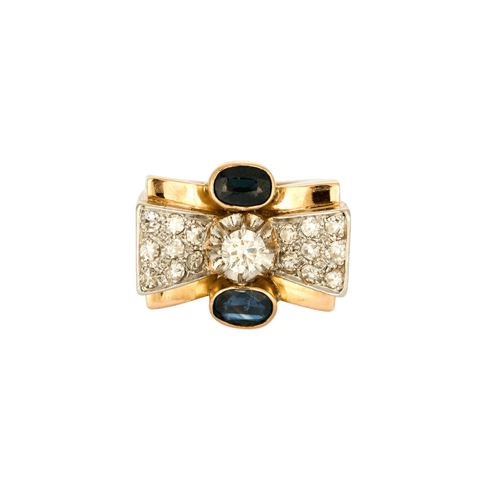 Bague 48 Bague Tank saphir et diamants 58 Facettes