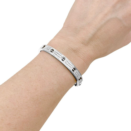 Bracelet Cartier Love - Bracelet ouvrant en or blanc et diamants 58 Facettes 35238
