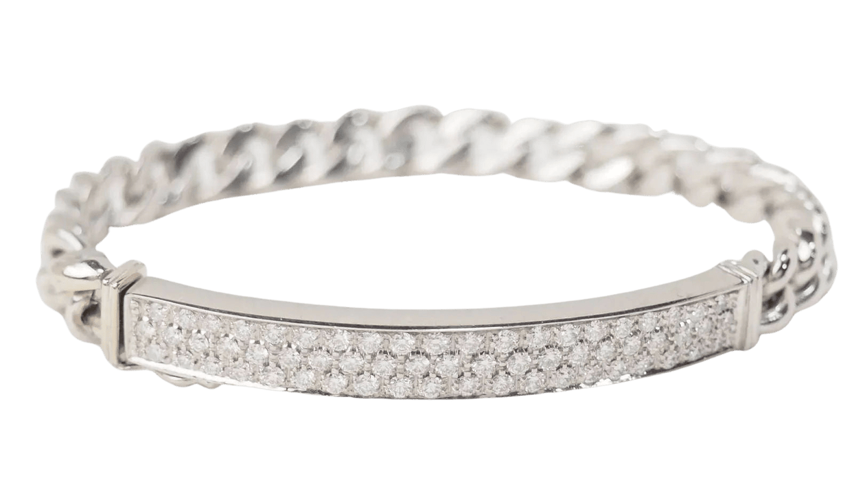 Bracelet souple en or blanc pavé de diamants 58 Facettes 32978