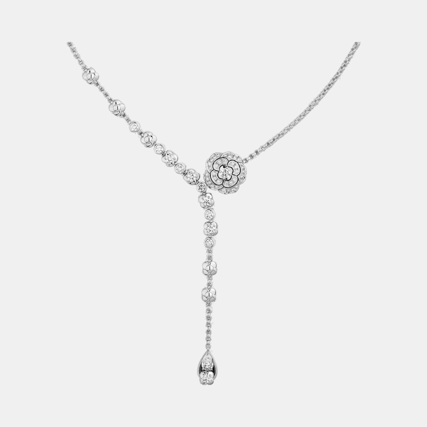 Collier Camélia Or blanc Diamant