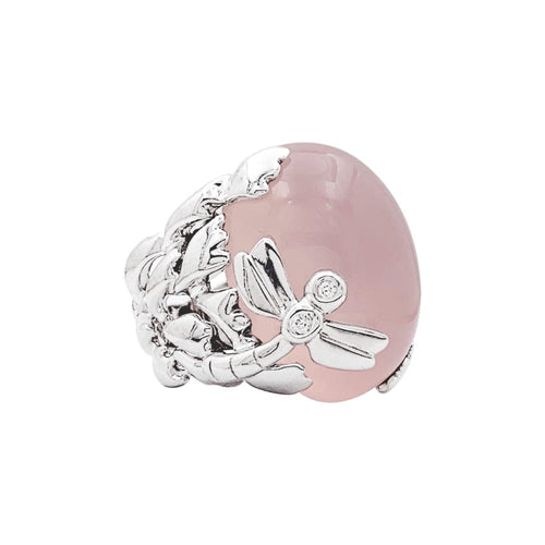 Bague 51 Dior Gourmande - Bague en or blanc avec quartz rose et diamants 58 Facettes 35350