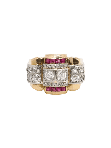 Bague 56 Bague tank diamants rubis calibrés 58 Facettes 1039.6