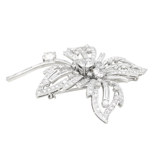 Broche Broche Fleur en platine et or blanc 18K, diamants 58 Facettes 33787
