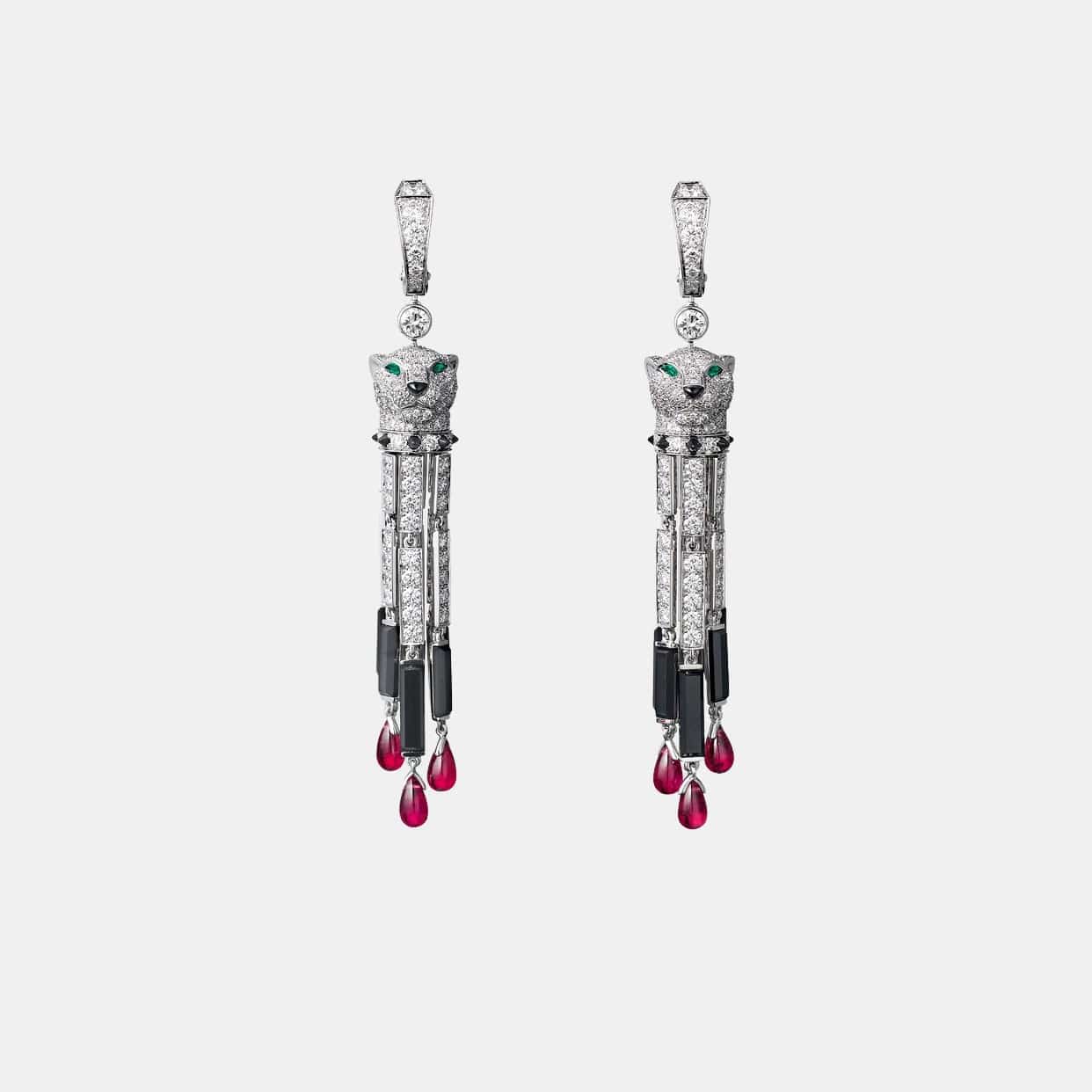 Boucles d'oreilles Panthère Or blanc Diamant