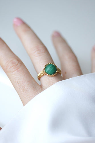 Prsten 56 Van Cleef & Arpels - Prsten Perlée Barvy ze žlutého zlata a malachitu 58 Facettes