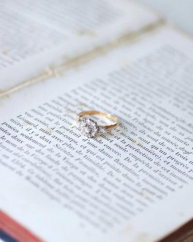 Ring 55 Ring Prestekrage gammel i 18kt roségull og Platina og diamanter 58 Facettes