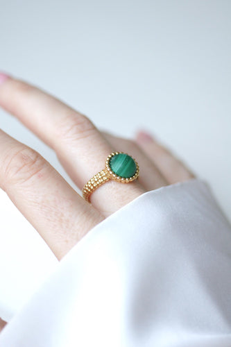 Prsten 56 Van Cleef & Arpels - Prsten Perlée Barvy ze žlutého zlata a malachitu 58 Facettes