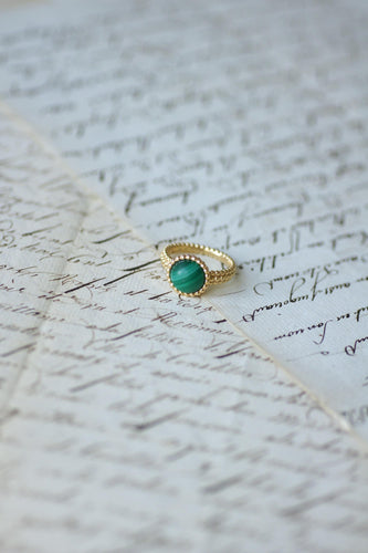 Prsten 56 Van Cleef & Arpels - Prsten Perlée Barvy ze žlutého zlata a malachitu 58 Facettes