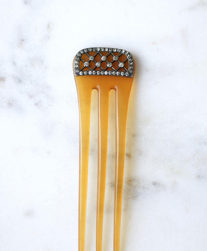 Grzebień - Grzebień z trzema zębami, siateczka w Srebro i kamienie z Renu 58 Facettes