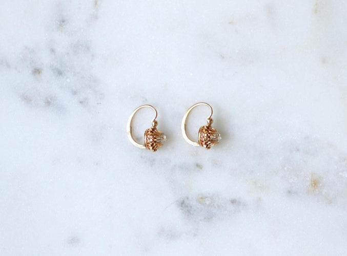 Cercei Cercei Cercei dormeuse tăietură veche pernă din aur roz și diamante 58 Facettes