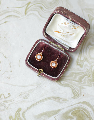 Cercei Cercei Cercei dormeuse tăietură veche pernă din aur roz și diamante 58 Facettes