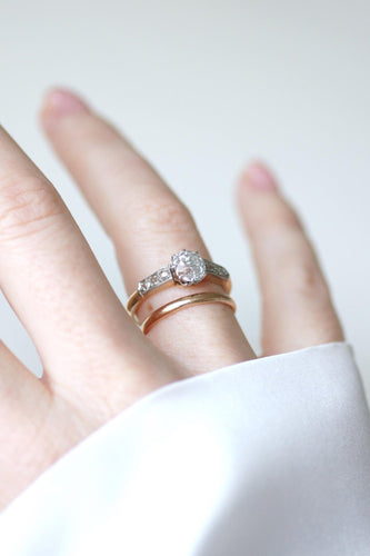 Anello 56 Anello Solitario diamante cuscino tagliato all'antica in oro rosa e platino 58 Facettes